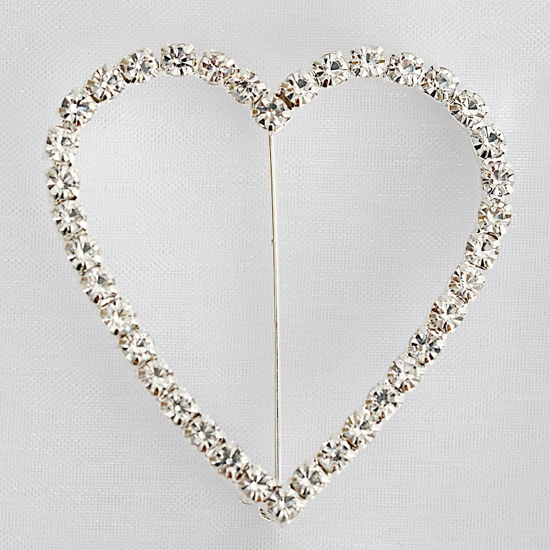 2" HEART Rhinestones BROOCHES PIN Chair Sashes Wedding Decorations WHOLESALE - Picture 7 of 13