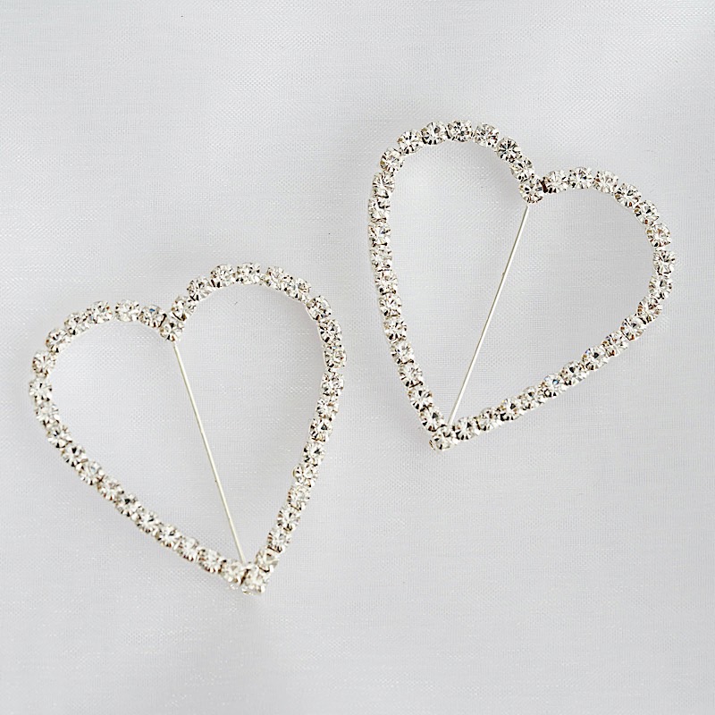 2" HEART Rhinestones BROOCHES PIN Chair Sashes Wedding Decorations WHOLESALE - Picture 6 of 13