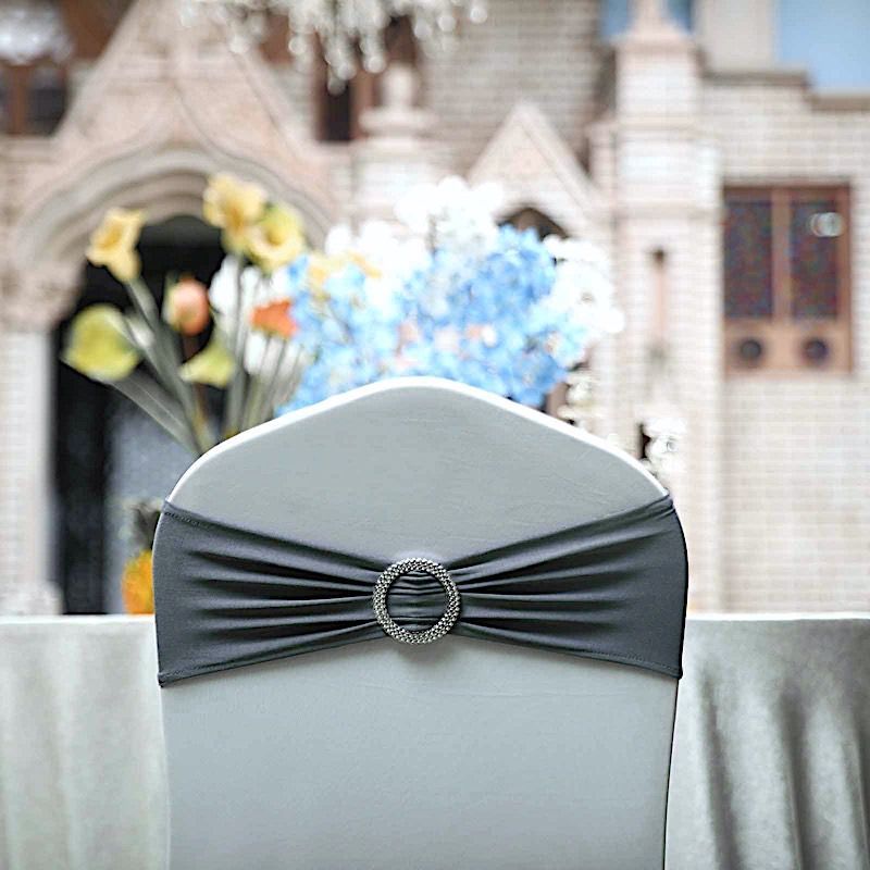 20 Spandex CHAIR SASHES with Silver Round Buckles Wedding Party Decorations SALE - Picture 37 of 188