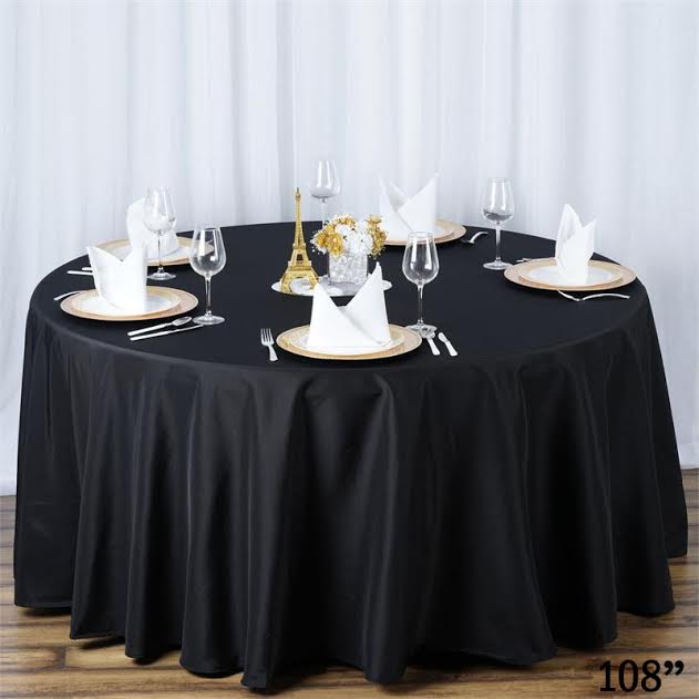 6 ROUND 108" Premium Quality POLYESTER TABLECLOTHS Wedding C