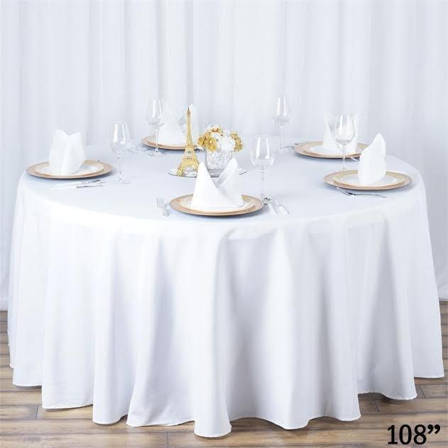 6 ROUND 108" Premium Quality POLYESTER TABLECLOTHS Wedding C