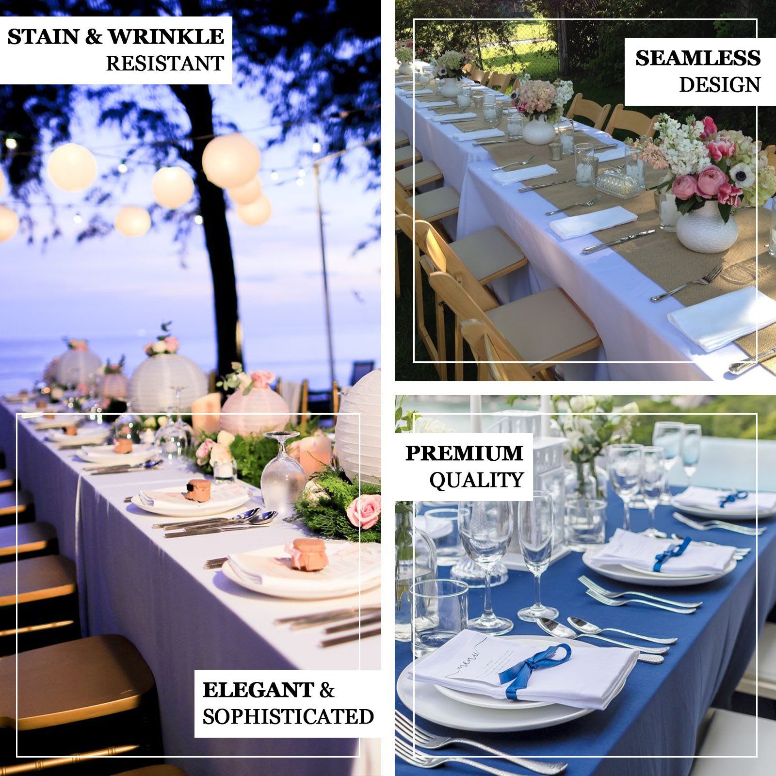 5 pcs 50x120" RECTANGLE POLYESTER TABLECLOTHS Wedding Party Reception Catering - Picture 20 of 28