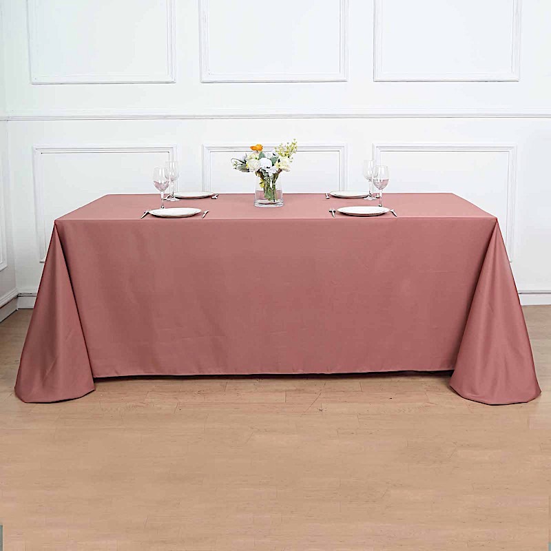 LeilaniWholesale 90x156 Inch Satin Rectangular Tablecloth – Solid White, Seamless, Serged Edges For Wedding Party Banquet
