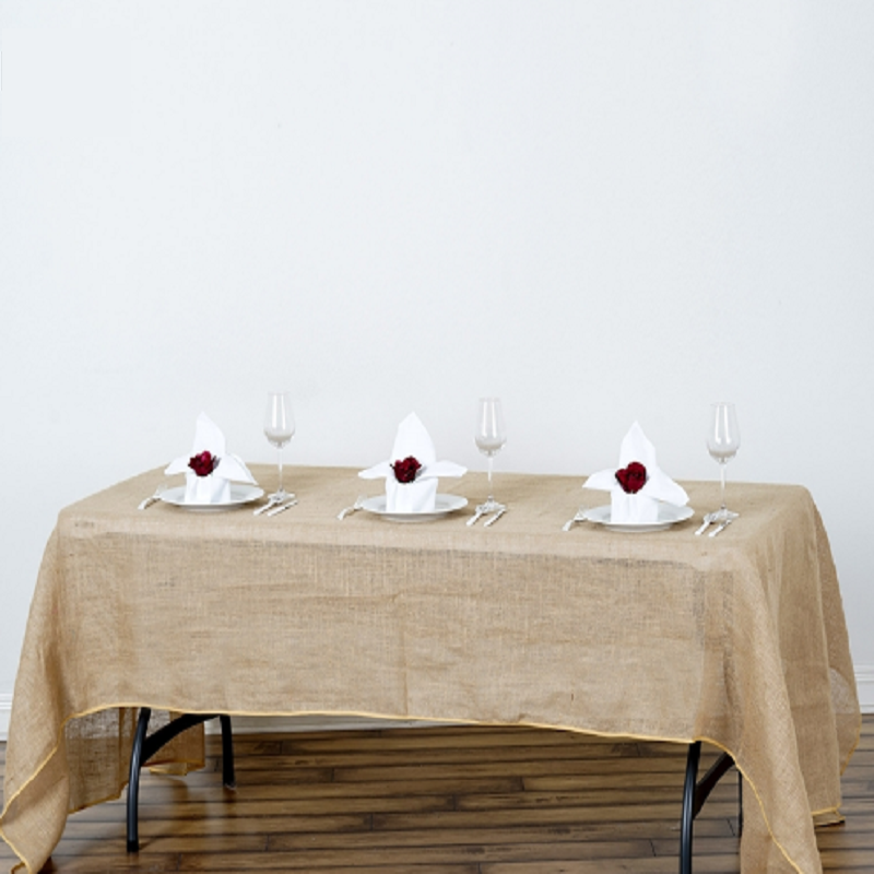 60x102" Natural Brown BURLAP RECTANGLE TABLECLOTH Wedding Party Tradeshow Linens main product image