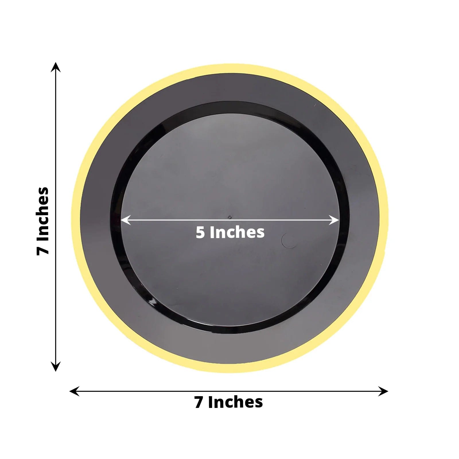 10 Round 7" Plastic Dinner Plates Gold Rim Party Events Wedding Tableware