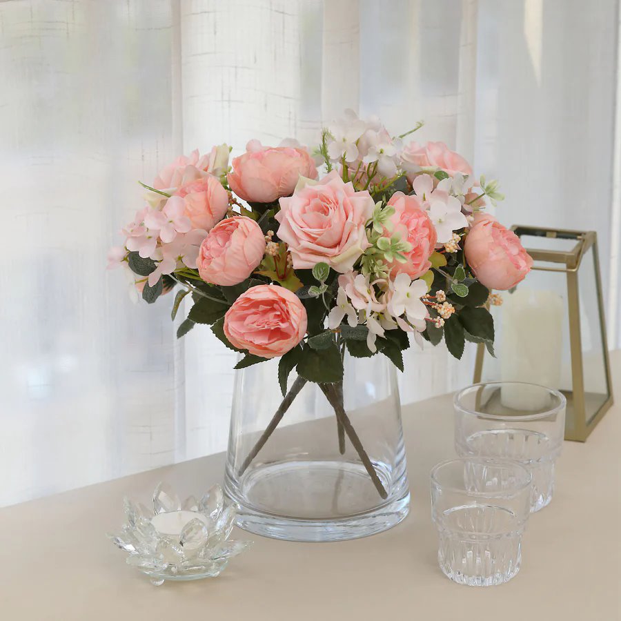 2 Bouquets 12" Silk Flowers Assorted Artificial Floral Bushes Party Decorations - Picture 7 of 33