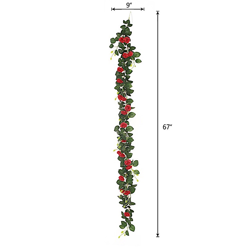 6 ft long 20 Silk Rose Flowers Garland with Leaves and Bendable Wire Vines Sale - Picture 11 of 44