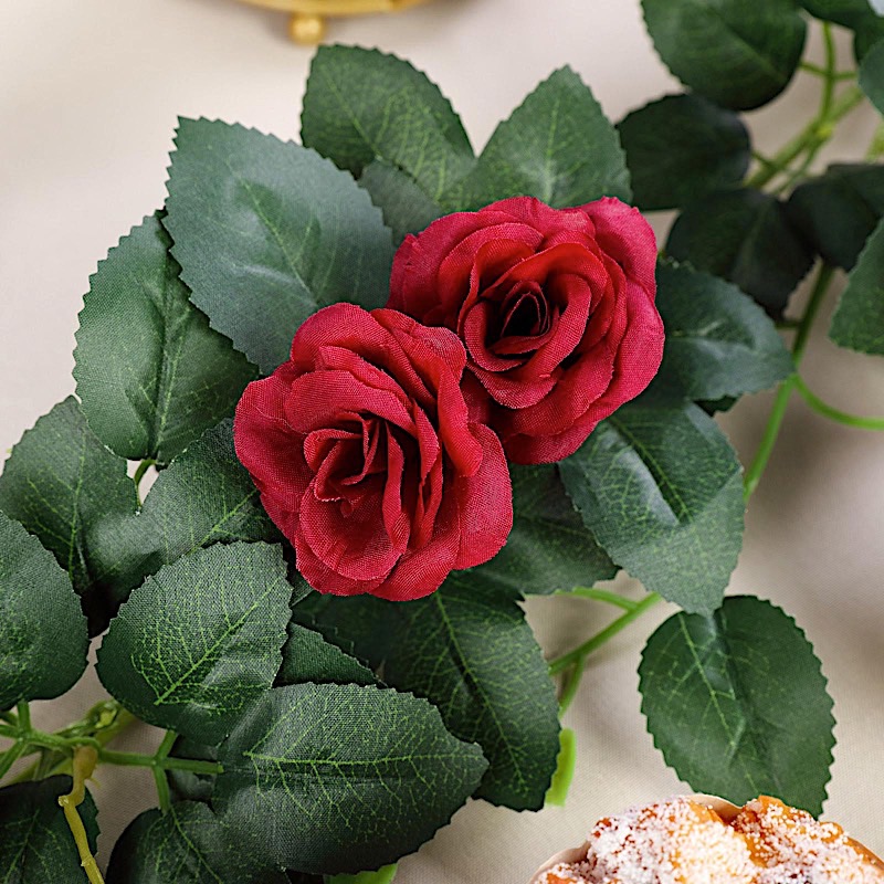 6 ft long 20 Silk Rose Flowers Garland with Leaves and Bendable Wire Vines Sale - Picture 12 of 44