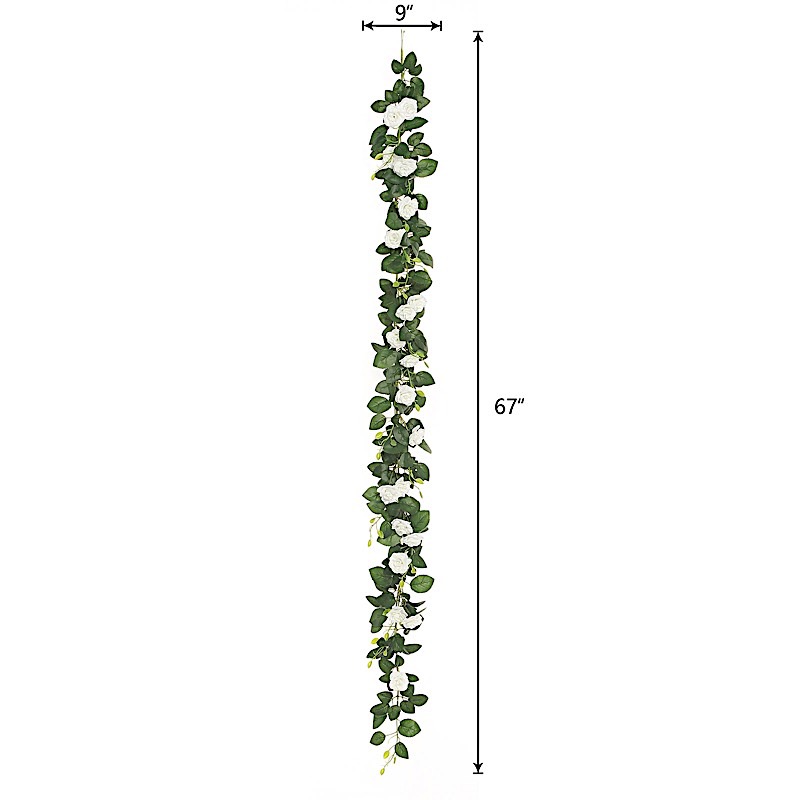 6 ft long 20 Silk Rose Flowers Garland with Leaves and Bendable Wire Vines Sale - Picture 17 of 44