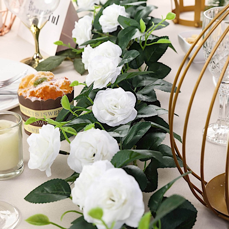 6 ft long 20 Silk Rose Flowers Garland with Leaves and Bendable Wire Vines Sale - Picture 16 of 44