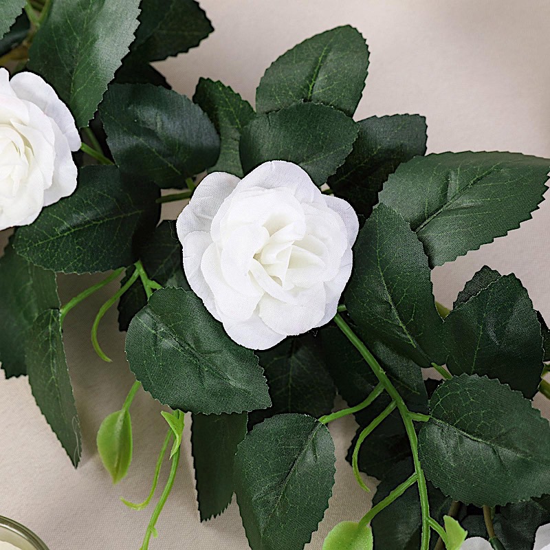 6 ft long 20 Silk Rose Flowers Garland with Leaves and Bendable Wire Vines Sale - Picture 18 of 44