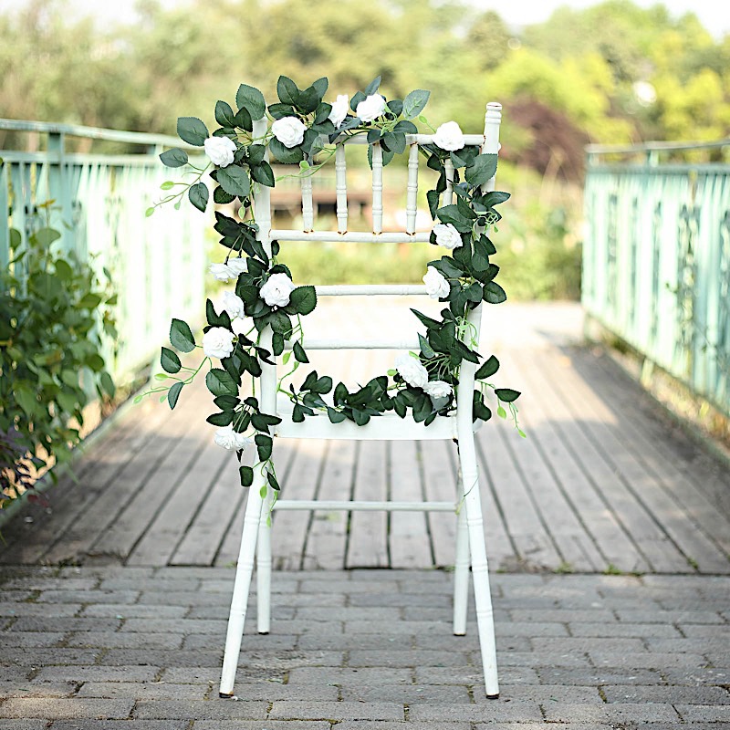 6 ft long 20 Silk Rose Flowers Garland with Leaves and Bendable Wire Vines Sale - Picture 19 of 44