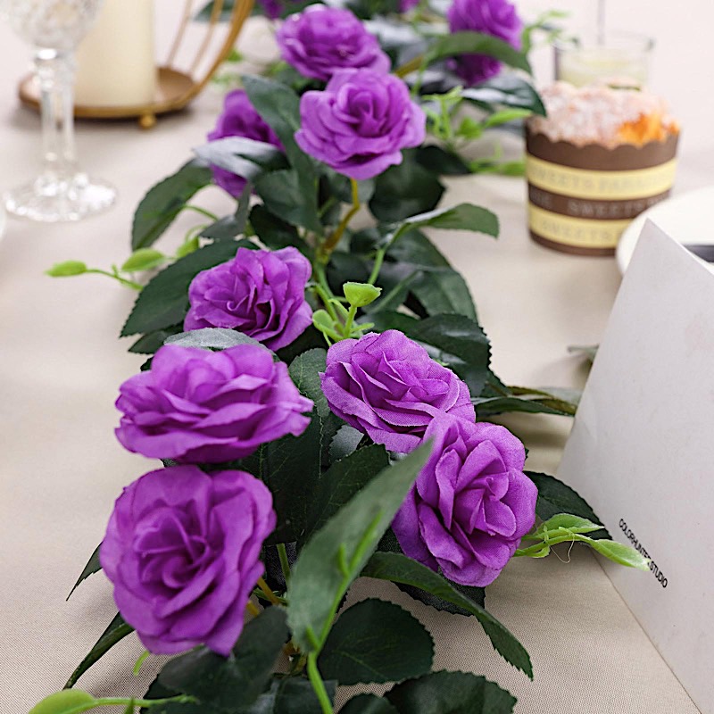 6 ft long 20 Silk Rose Flowers Garland with Leaves and Bendable Wire Vines Sale - Picture 22 of 44