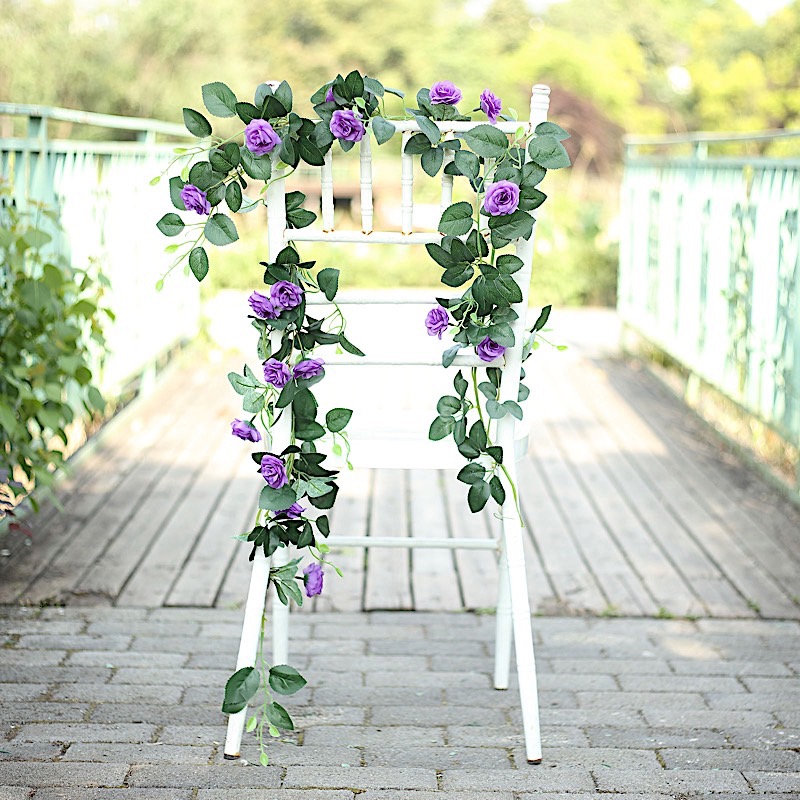 6 ft long 20 Silk Rose Flowers Garland with Leaves and Bendable Wire Vines Sale - Picture 25 of 44
