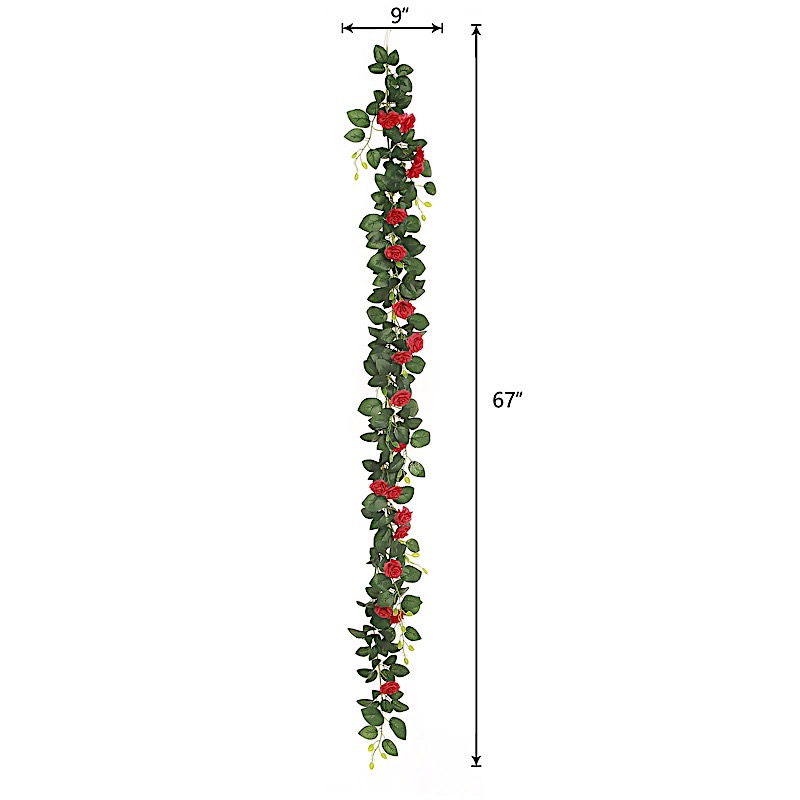 6 ft long 20 Silk Rose Flowers Garland with Leaves and Bendable Wire Vines Sale - Picture 29 of 44