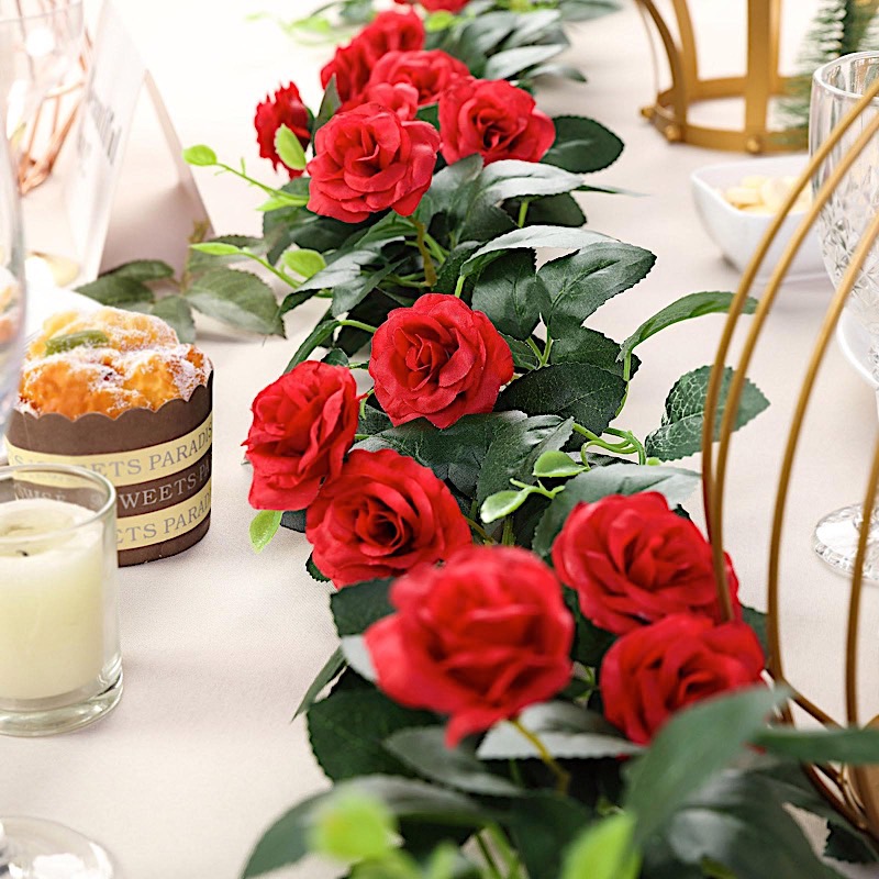 6 ft long 20 Silk Rose Flowers Garland with Leaves and Bendable Wire Vines Sale - Picture 28 of 44