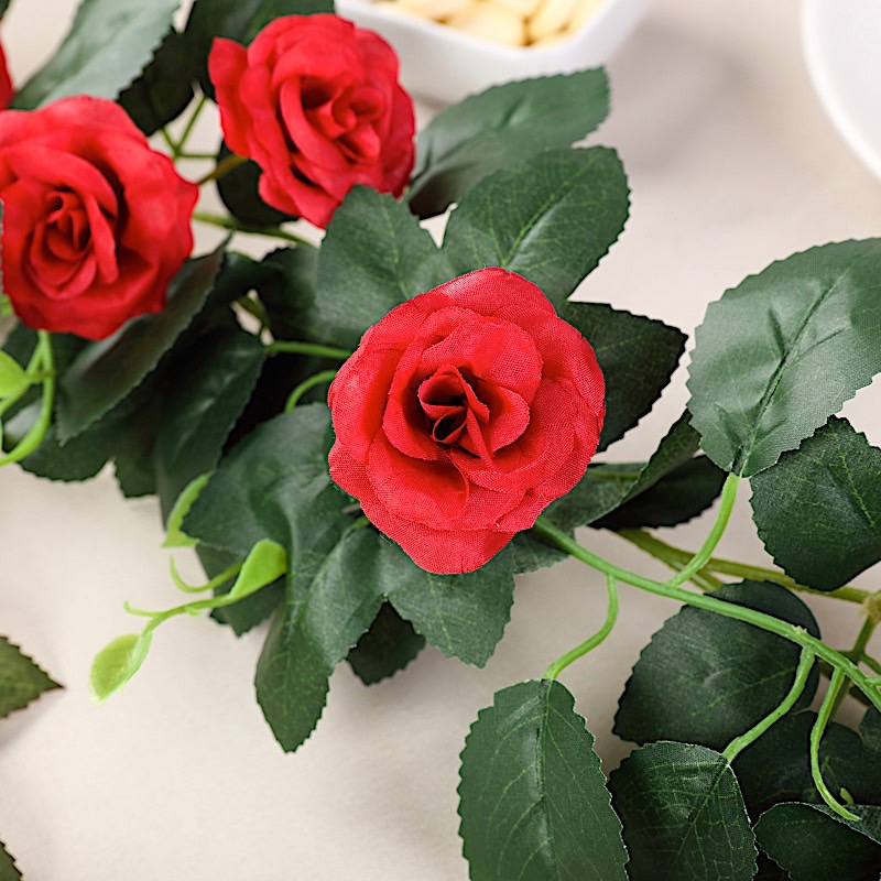 6 ft long 20 Silk Rose Flowers Garland with Leaves and Bendable Wire Vines Sale - Picture 30 of 44
