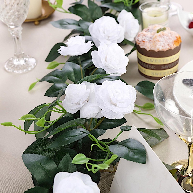 6 ft long 20 Silk Rose Flowers Garland with Leaves and Bendable Wire Vines Sale - Picture 40 of 44
