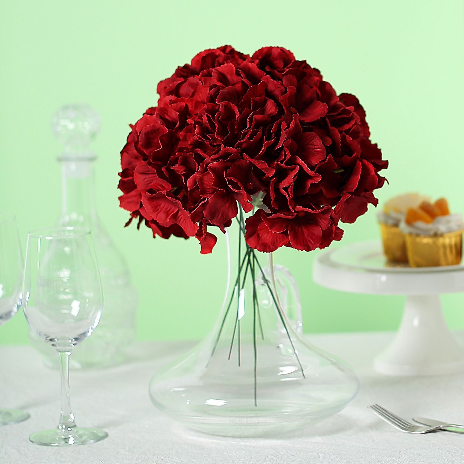 10 Silk Hydrangea Flowers Heads with Stems Wedding Party Events Centerpieces - Picture 33 of 44