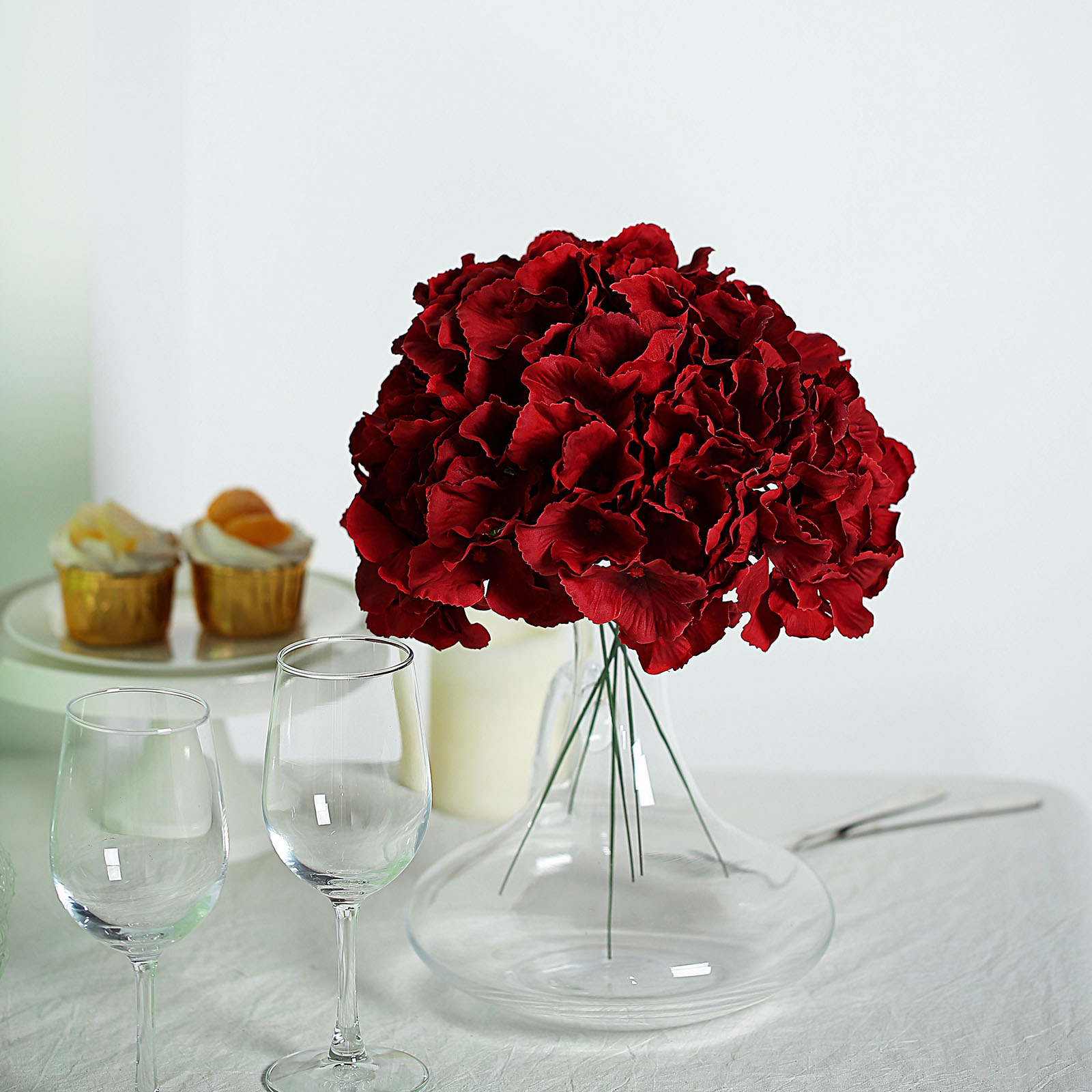 10 Silk Hydrangea Flowers Heads with Stems Wedding Party Events Centerpieces - Picture 32 of 44
