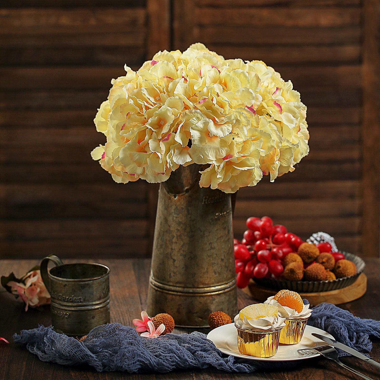 10 Silk Hydrangea Flowers Heads with Stems Wedding Party Events Centerpieces - Picture 43 of 44