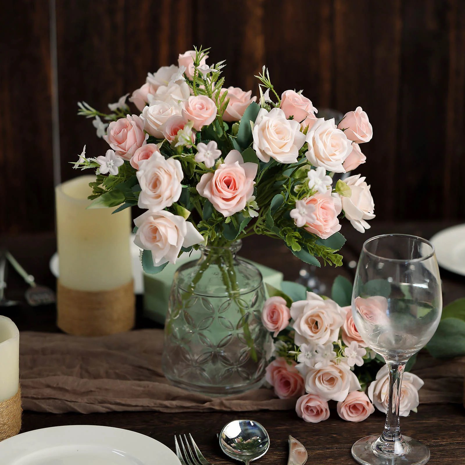 4 Bushes 12" Silk Roses Artificial Flowers Bouquets Party Events Decorations - Picture 5 of 66