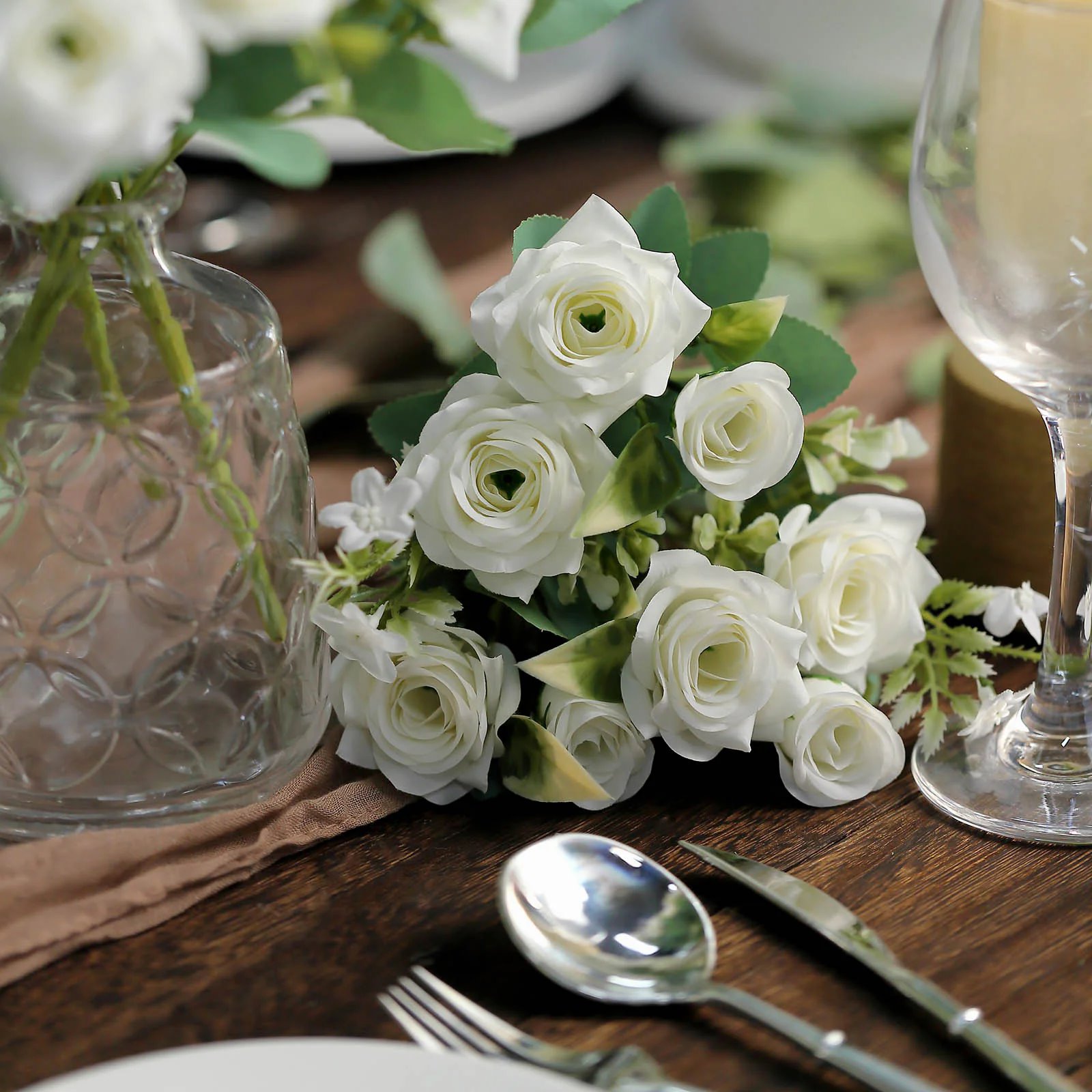 4 Bushes 12" Silk Roses Artificial Flowers Bouquets Party Events Decorations - Picture 30 of 66