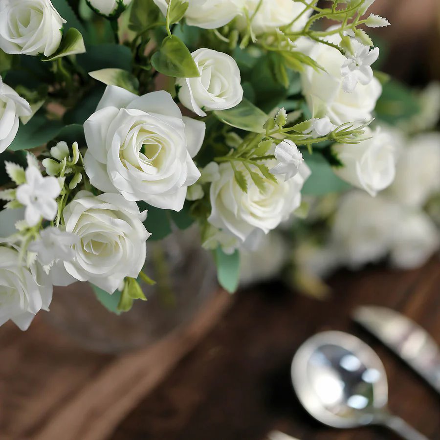 4 Bushes 12" Silk Roses Artificial Flowers Bouquets Party Events Decorations - Picture 31 of 66
