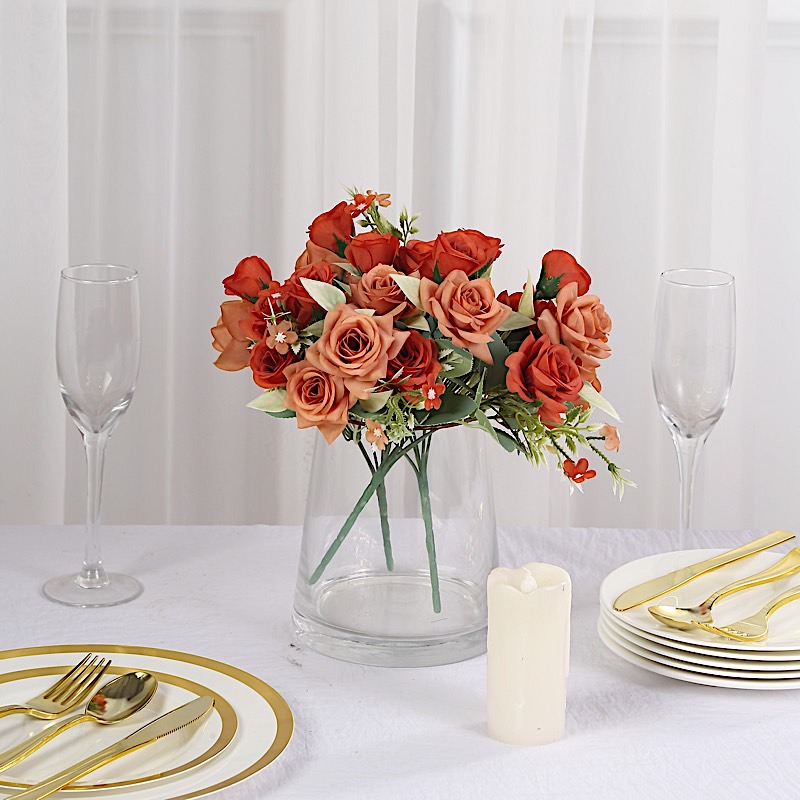4 Bushes 12" Silk Roses Artificial Flowers Bouquets Party Events Decorations - Picture 56 of 66