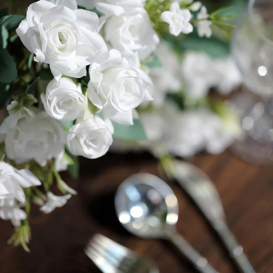 4 Bushes 12" Silk Roses Artificial Flowers Bouquets Party Events Decorations - Picture 63 of 66