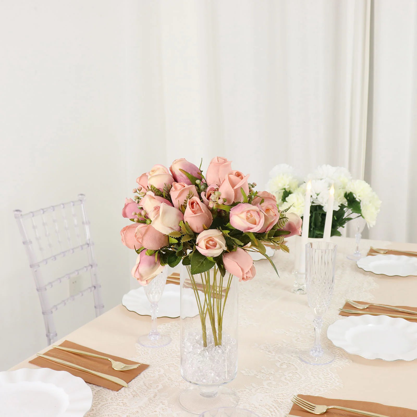 3 Sträuße 13 in Kunstblumen Seide Rosenknospe Blumen Sträucher Party Deko - Bild 20 von 50