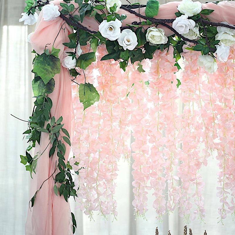 6 pcs 42" tall Silk Wisteria Flowers Hanging Vine Garland Tabletop Decorations - Picture 7 of 34