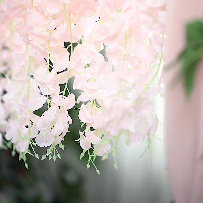 6 pcs 42" tall Silk Wisteria Flowers Hanging Vine Garland Tabletop Decorations - Picture 9 of 34