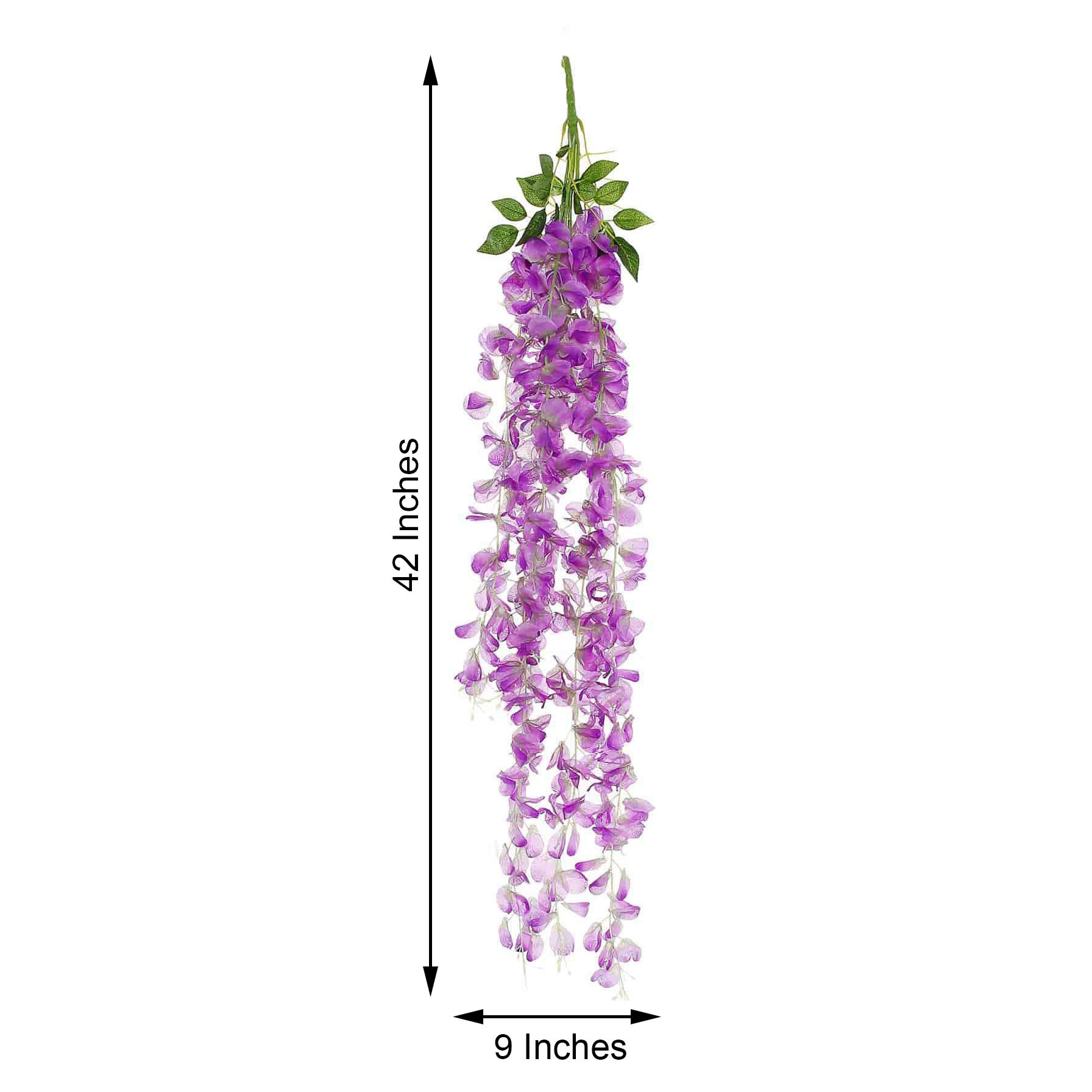 6 pcs 42" tall Silk Wisteria Flowers Hanging Vine Garland Tabletop Decorations - Picture 12 of 34