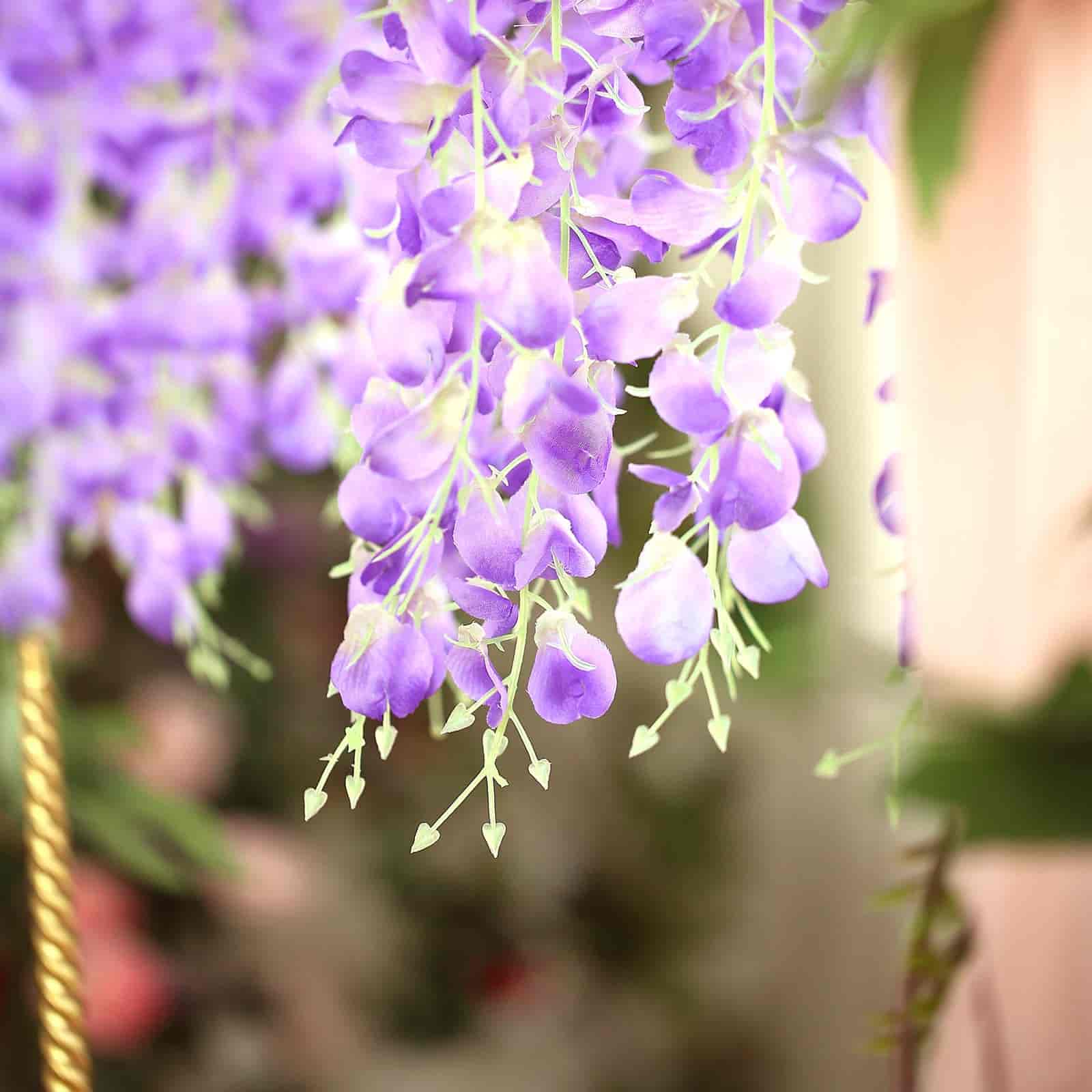 6 pcs 42" tall Silk Wisteria Flowers Hanging Vine Garland Tabletop Decorations - Picture 17 of 34