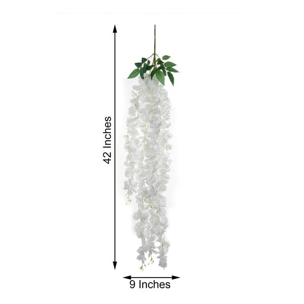6 pcs 42" tall Silk Wisteria Flowers Hanging Vine Garland Tabletop Decorations - Picture 28 of 34