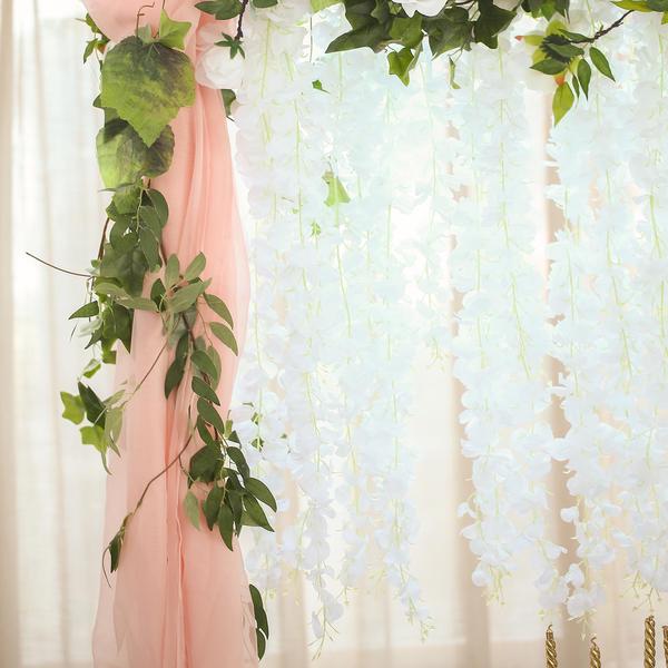 6 pcs 42" tall Silk Wisteria Flowers Hanging Vine Garland Tabletop Decorations - Picture 31 of 34