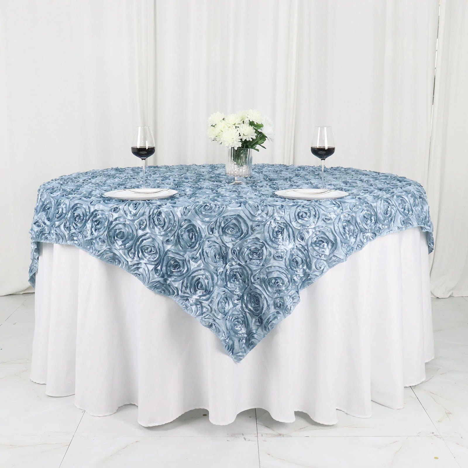 72x72" SATIN Raised Roses TABLE OVERLAYS Unique Wedding Party Toppers Linens - Picture 48 of 109