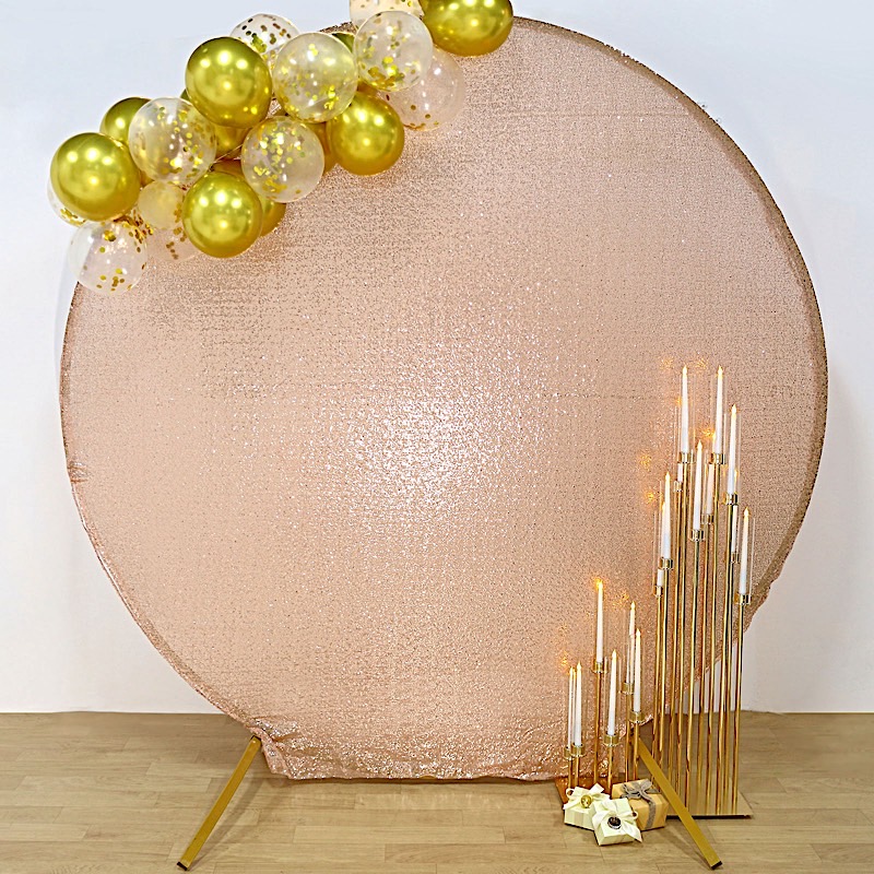 7.5 ft Metallic Sequin Round Backdrop Stand Cover Wedding Party Event Decoration - Picture 20 of 34