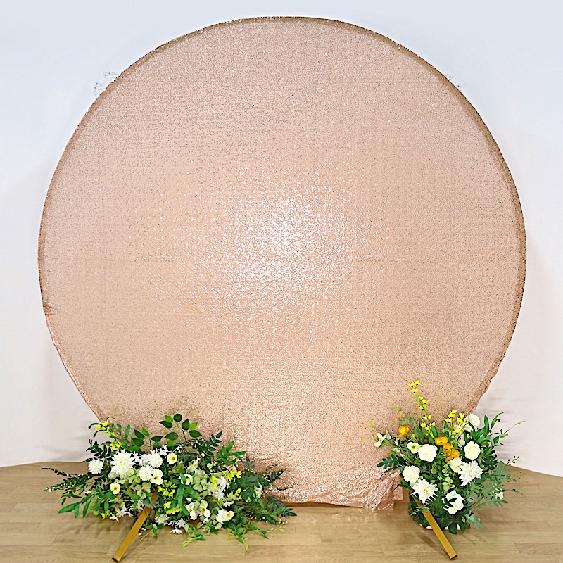 7.5 ft Metallic Sequin Round Backdrop Stand Cover Wedding Party Event Decoration - Picture 21 of 34