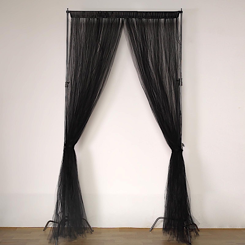 2 pcs 5 ft x 10 ft Sheer Tulle Backdrop Curtain Panels Photo Booth Decorations - Picture 3 of 14