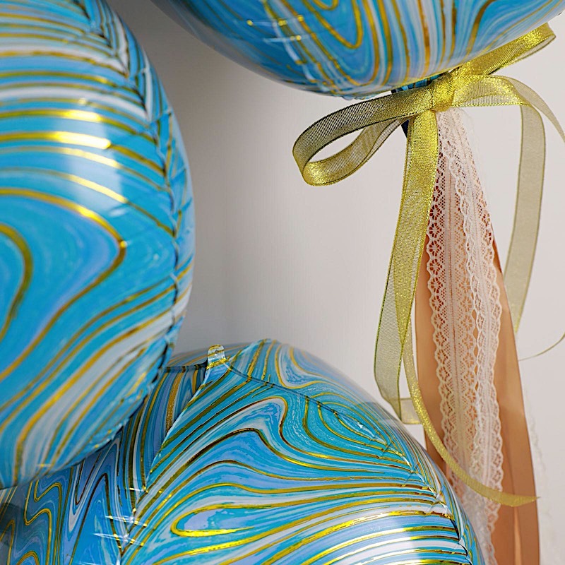 3 Orbz 13" wide Marble 4D Round Mylar Foil Balloons Wedding Birthday Decorations - Picture 9 of 23