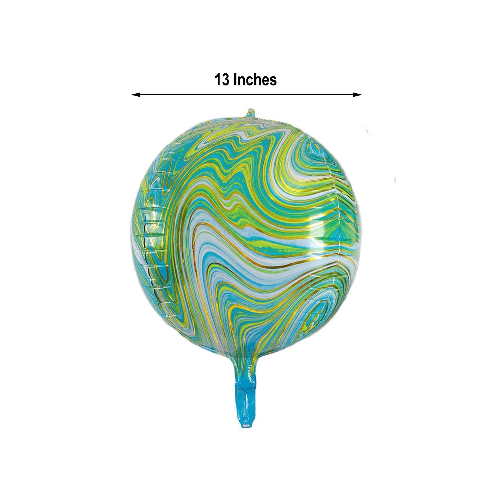 3 Orbz 13" wide Marble 4D Round Mylar Foil Balloons Wedding Birthday Decorations - Picture 12 of 23