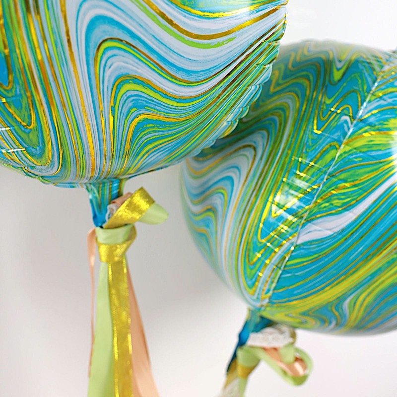 3 Orbz 13" wide Marble 4D Round Mylar Foil Balloons Wedding Birthday Decorations - Picture 14 of 23