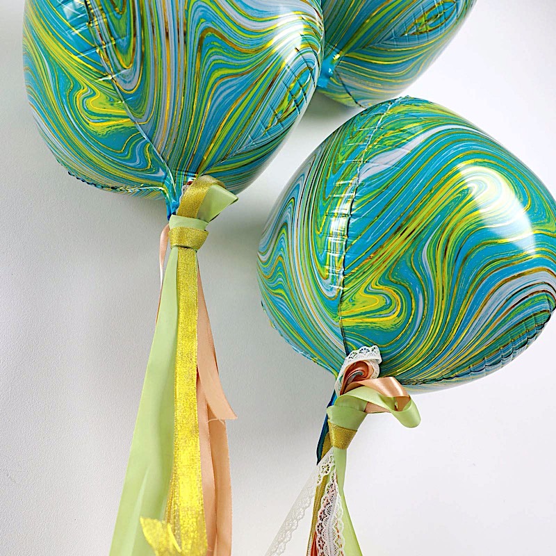 3 Orbz 13" wide Marble 4D Round Mylar Foil Balloons Wedding Birthday Decorations - Picture 16 of 23