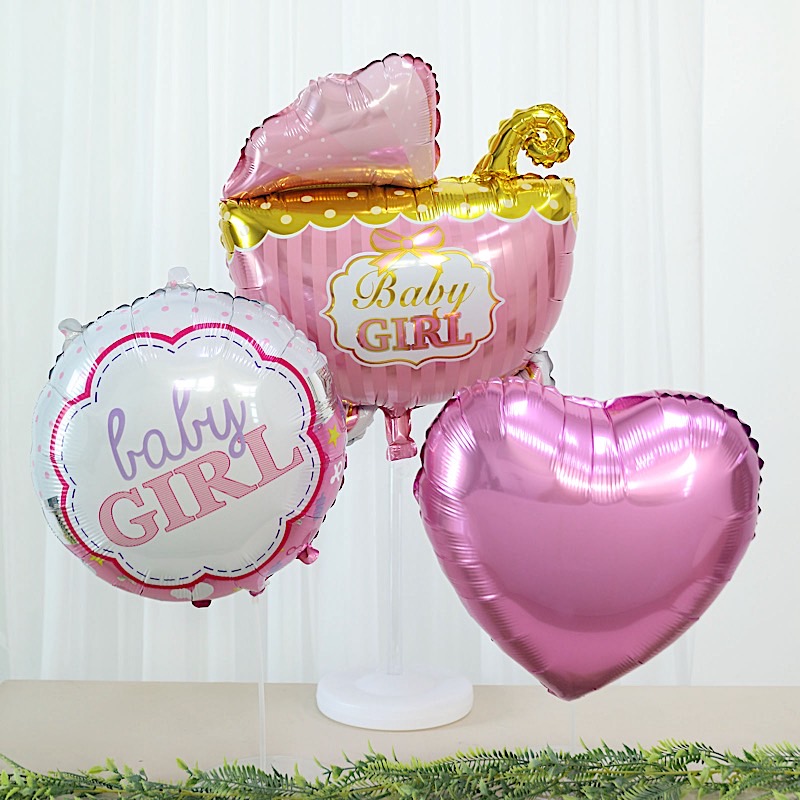 5 Round Carriage Stars Baby Shower Mylar Foil BALLOONS Set Party Decorations