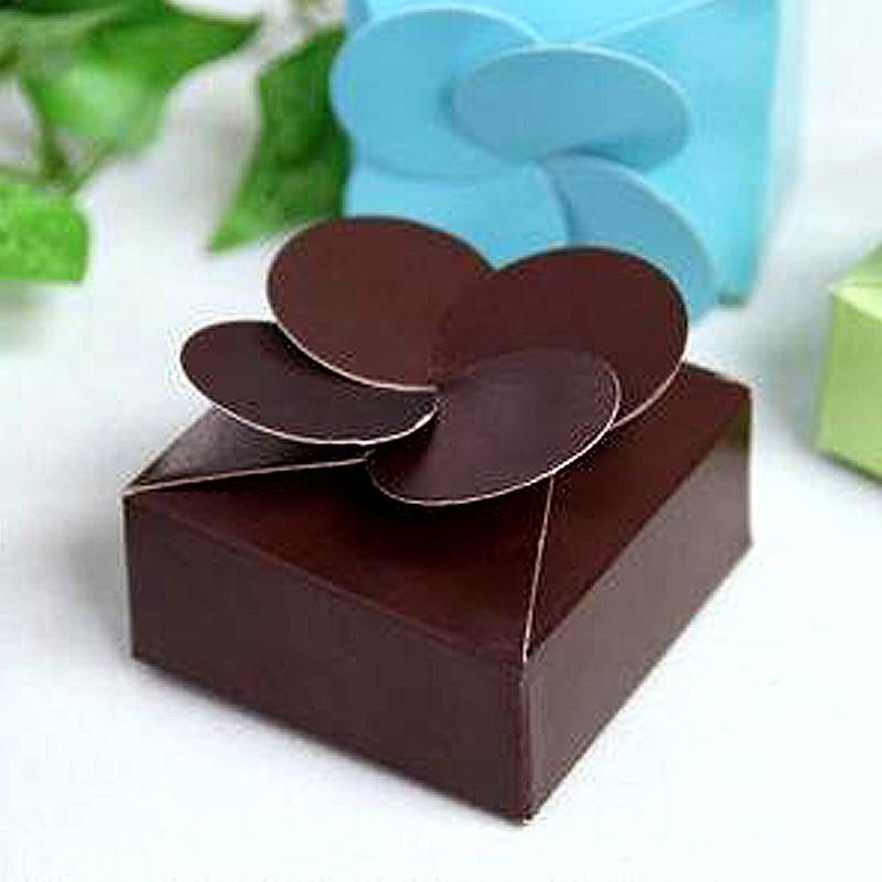 100 2″x2″x1″ Wedding Party Favor Boxes with Cute Petal Top Wholesale – 5 colors!