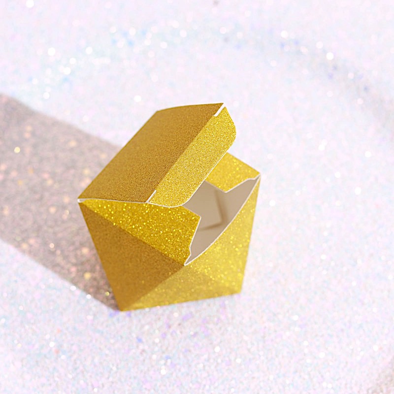 25 Glittered 3″ Geometric Favor Boxes Gift Holders Wedding Party Decorations