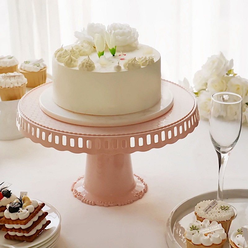 4 Round 13 in Plastic CUPCAKE STANDS Dessert Pedestals Scalloped Edges Party - Picture 13 of 34