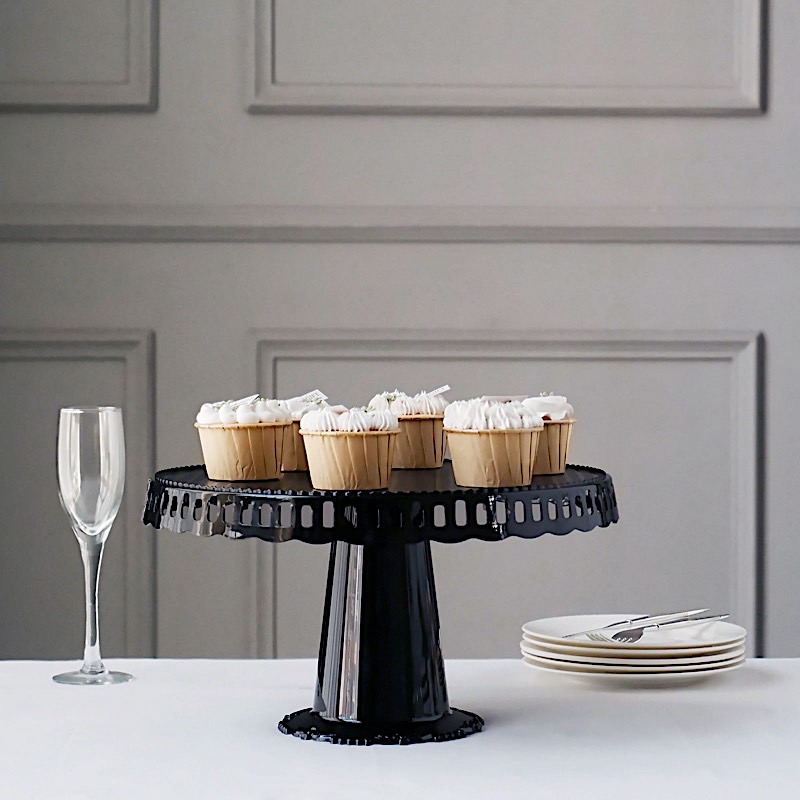 4 Round 13 in Plastic CUPCAKE STANDS Dessert Pedestals Scalloped Edges Party - Picture 10 of 34